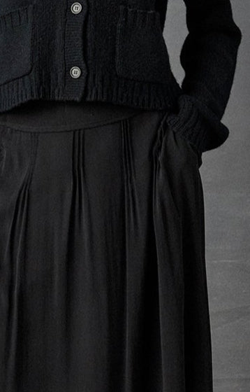 Black Pleated Skirt with Knitted Cardigan