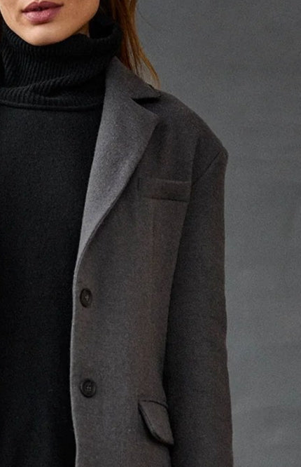 Classic Grey Slim-Fit Suit-Style Double-Faced Wool Coat