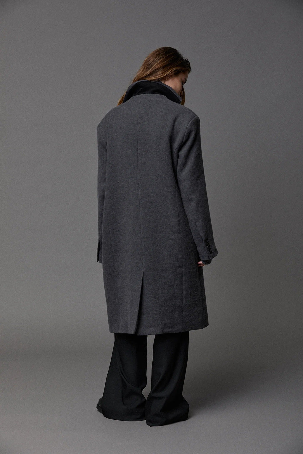 Classic Grey Slim-Fit Suit-Style Double-Faced Wool Coat
