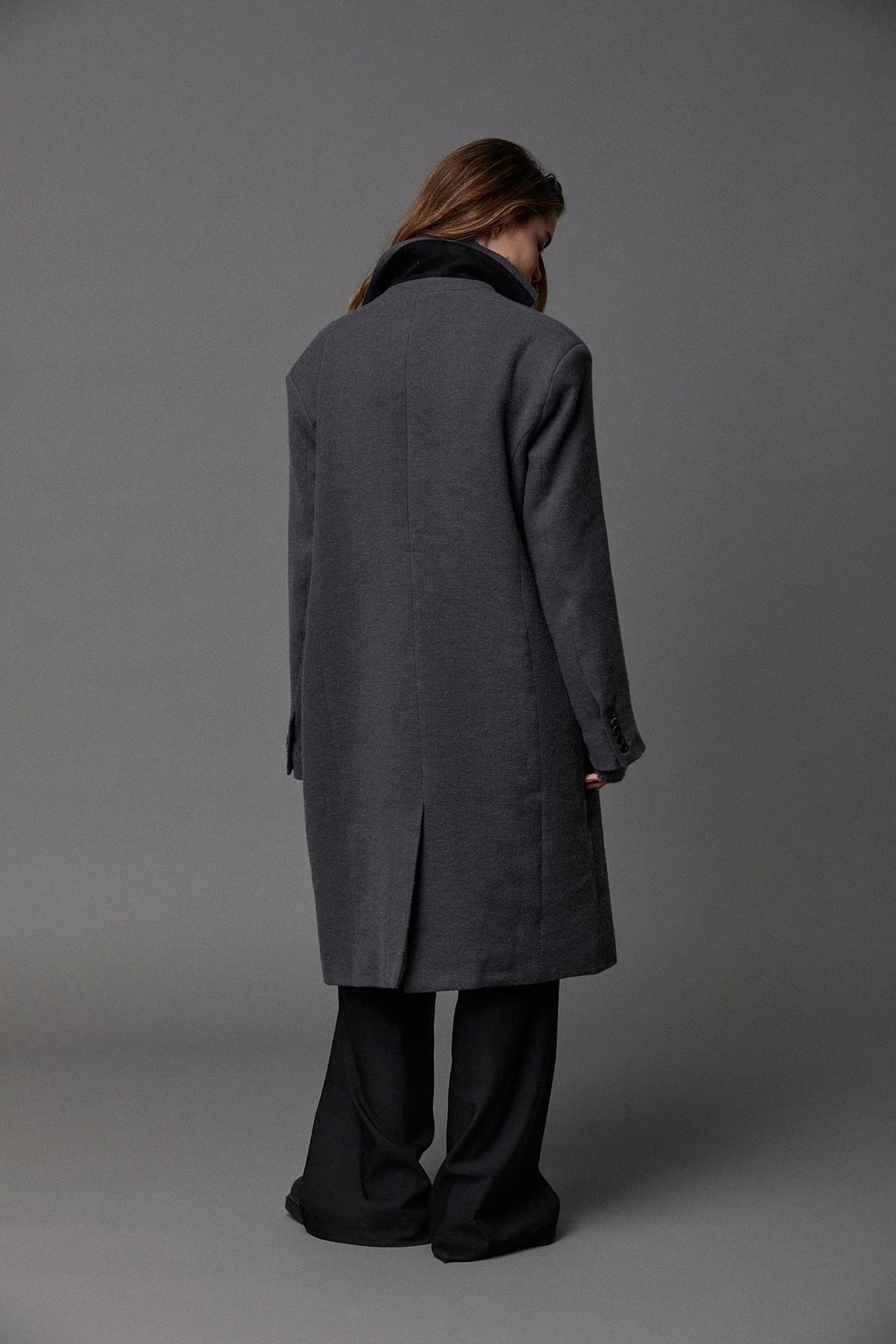 Classic Grey Slim-Fit Suit-Style Double-Faced Wool Coat