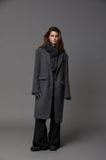Classic Grey Slim-Fit Suit-Style Double-Faced Wool Coat