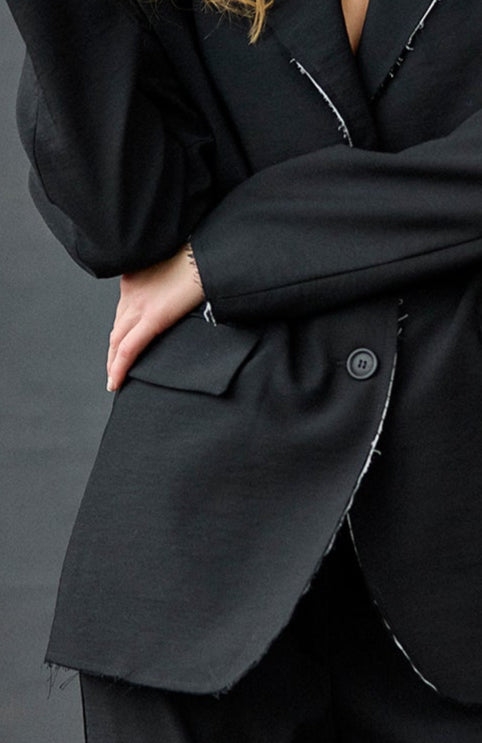 Black Fashionable Casual Slim-Fit Blazer