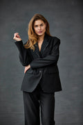 Black Fashionable Casual Slim-Fit Blazer