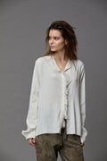 White Long - Sleeved Shirt with Ruffles