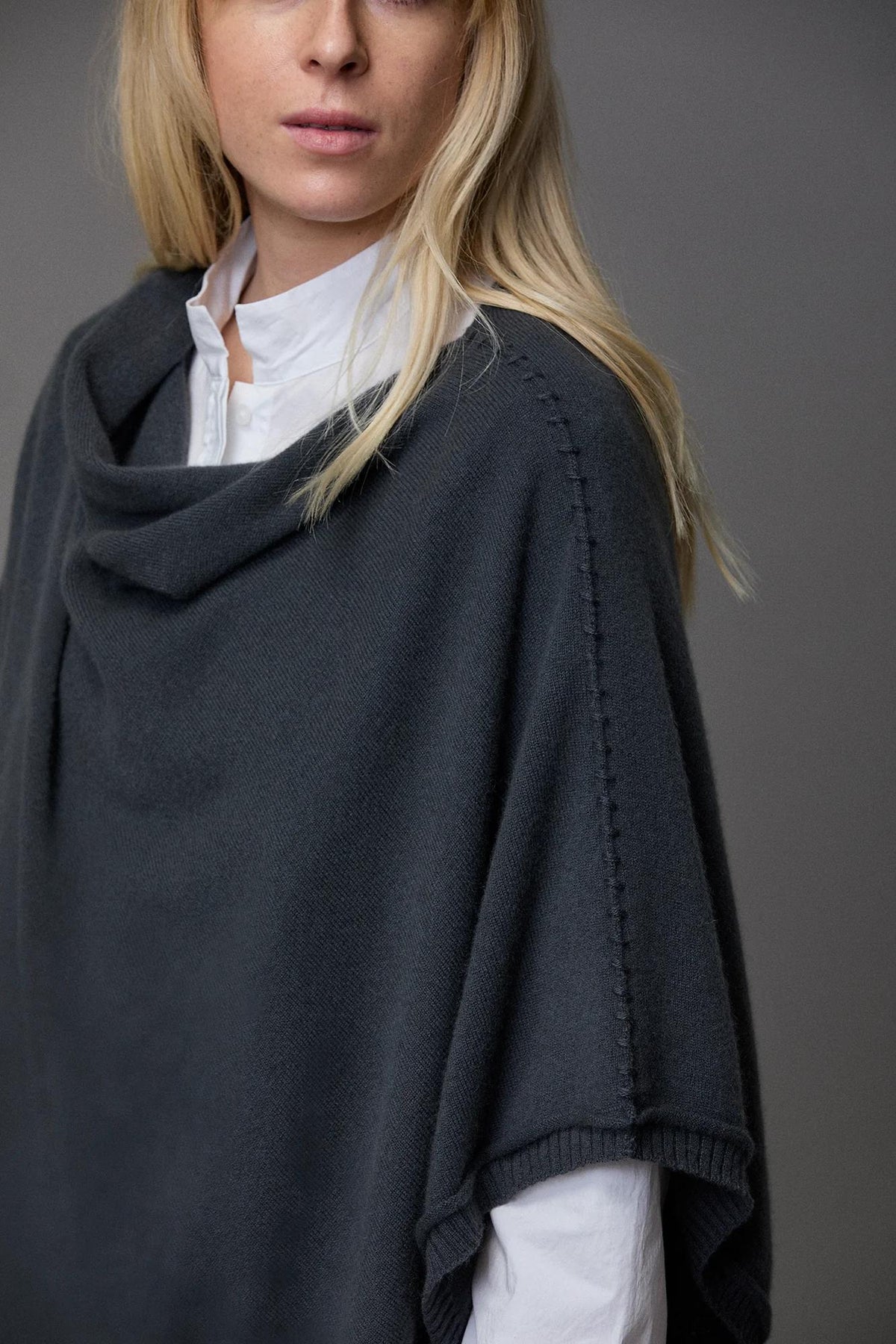 Relaxed Wool-Like Cape-Style Cardigan