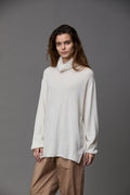 Soft White Turtleneck Oversized Cashmere Sweater