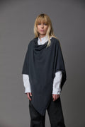 Relaxed Wool-Like Cape-Style Cardigan