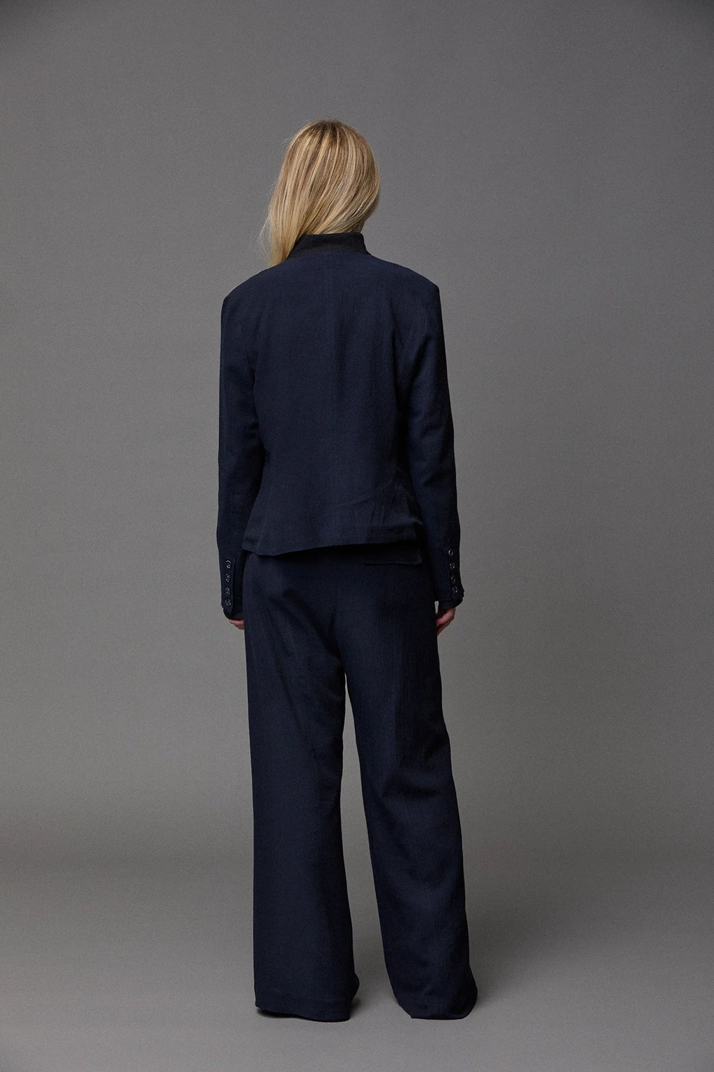 Loose Dark Blue Casual Trousers