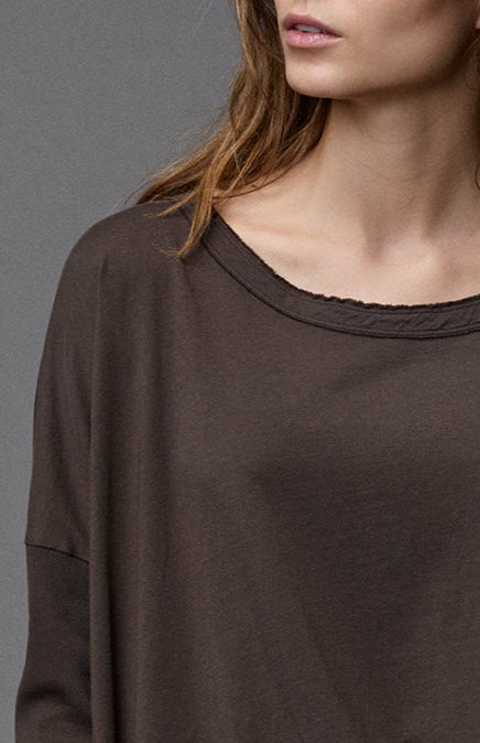 Asymmetric Design Long Sleeved Crew Neck Loose Knit Sweater