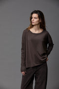 Asymmetric Design Long Sleeved Crew Neck Loose Knit Sweater