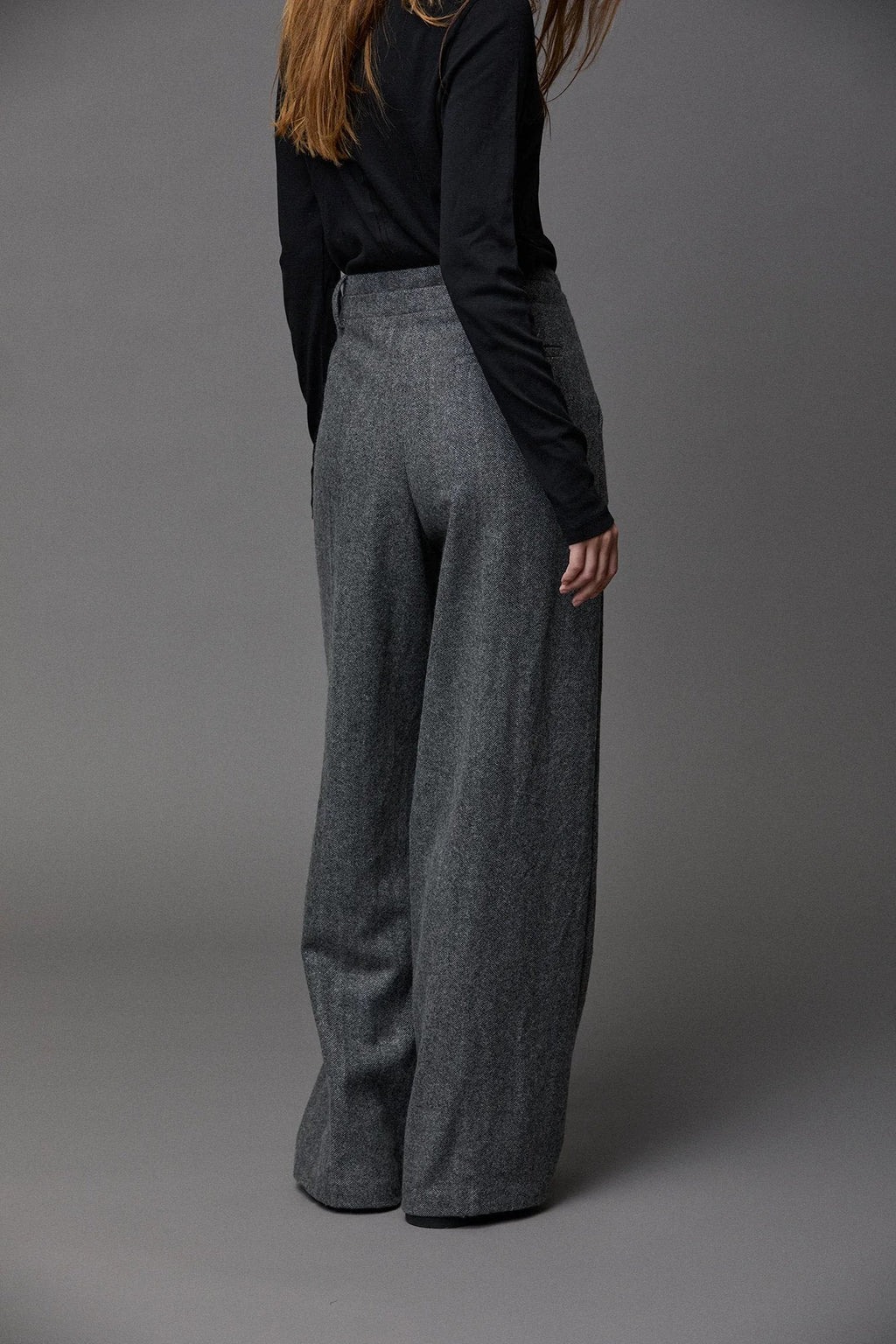 Wool Suit Straight Wide-Leg Pants