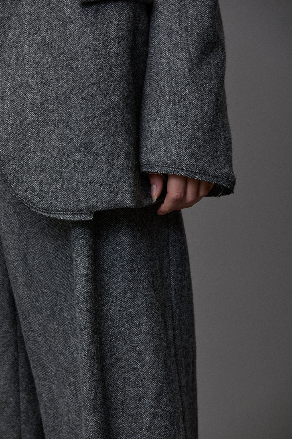 Wool Suit Straight Wide-Leg Pants