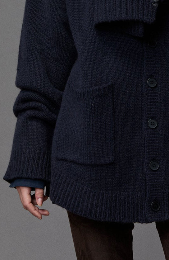 Pile Neck Cashmere Knit Cardigan Coat