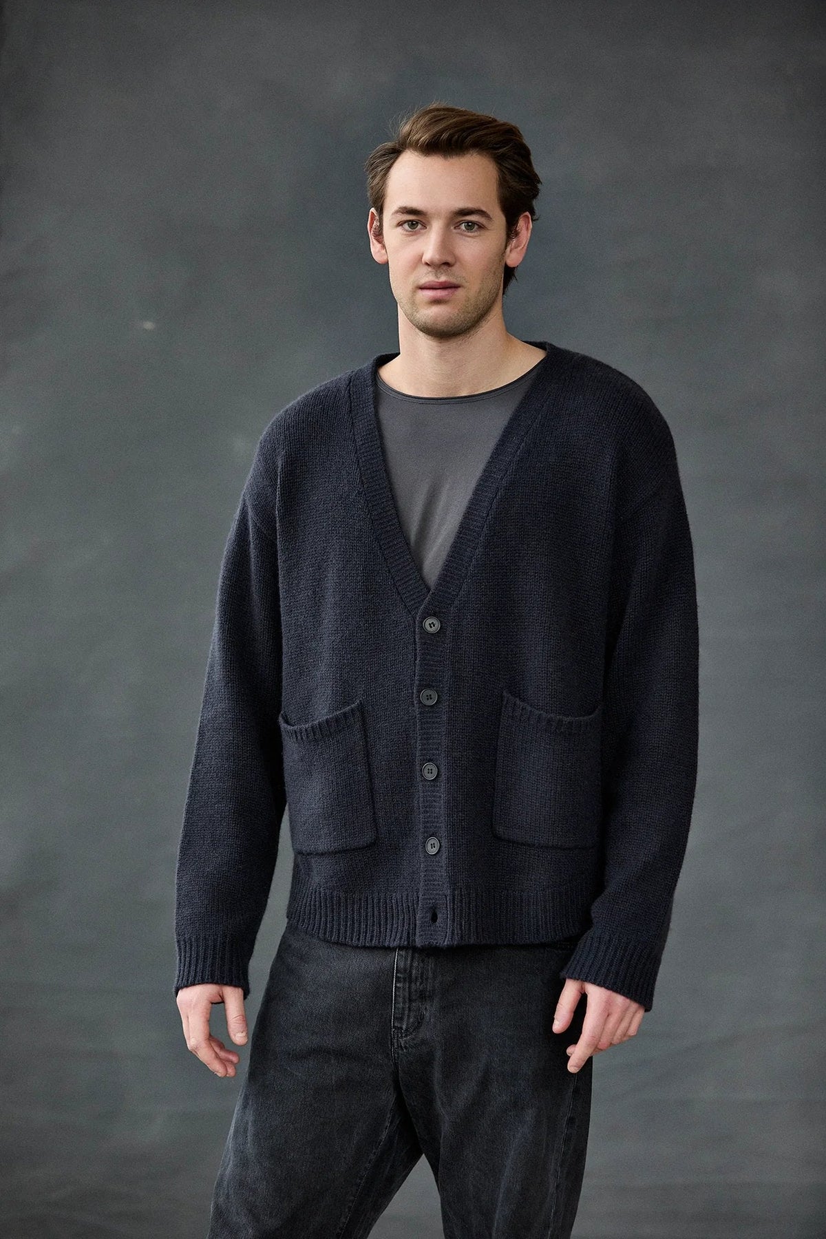 Pile Neck Cashmere Knit Cardigan Coat
