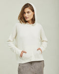 White Hooded Long - Sleeved Knit Sweater