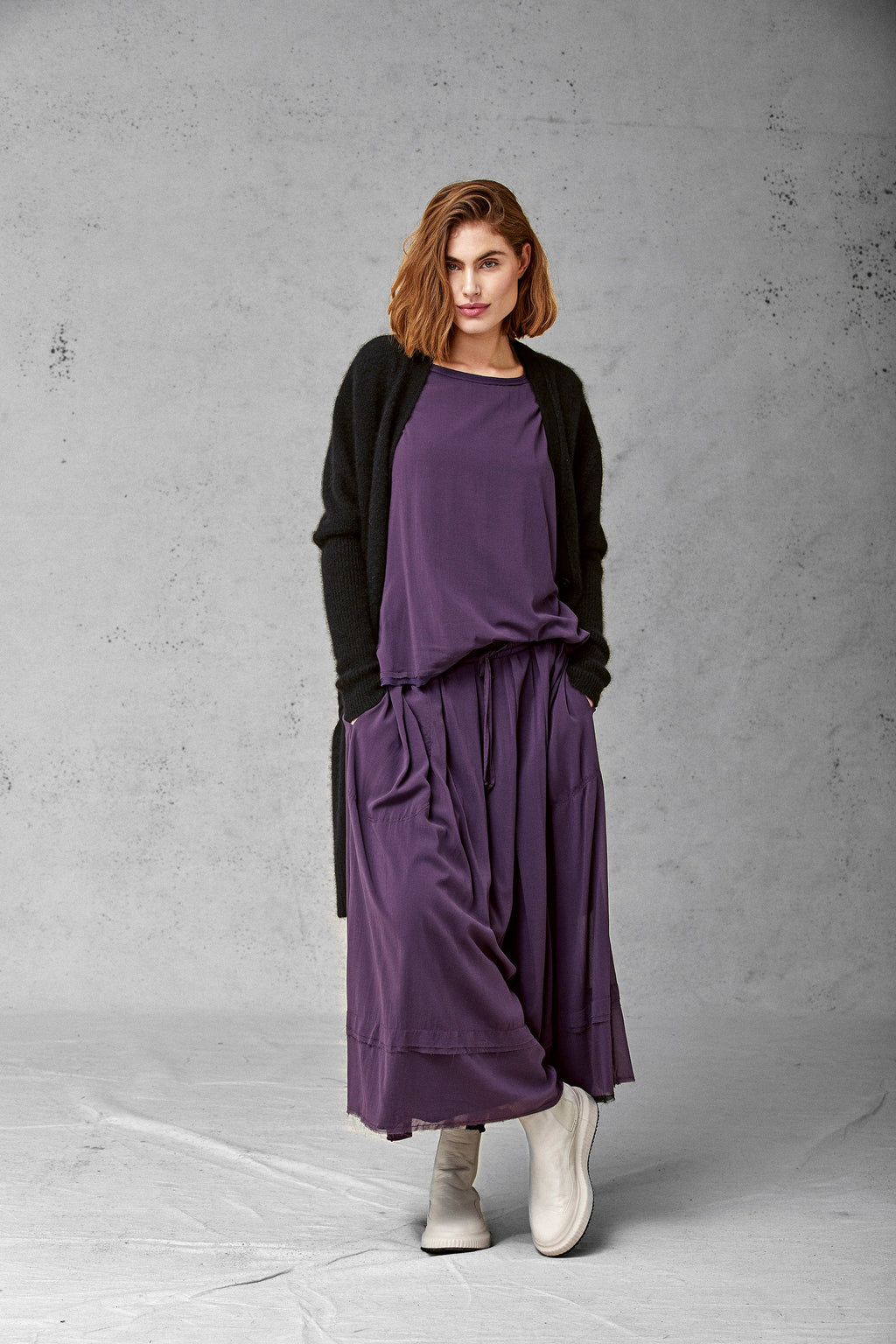 Black Long - Sleeved Knitted Cardigan Sweater Coat