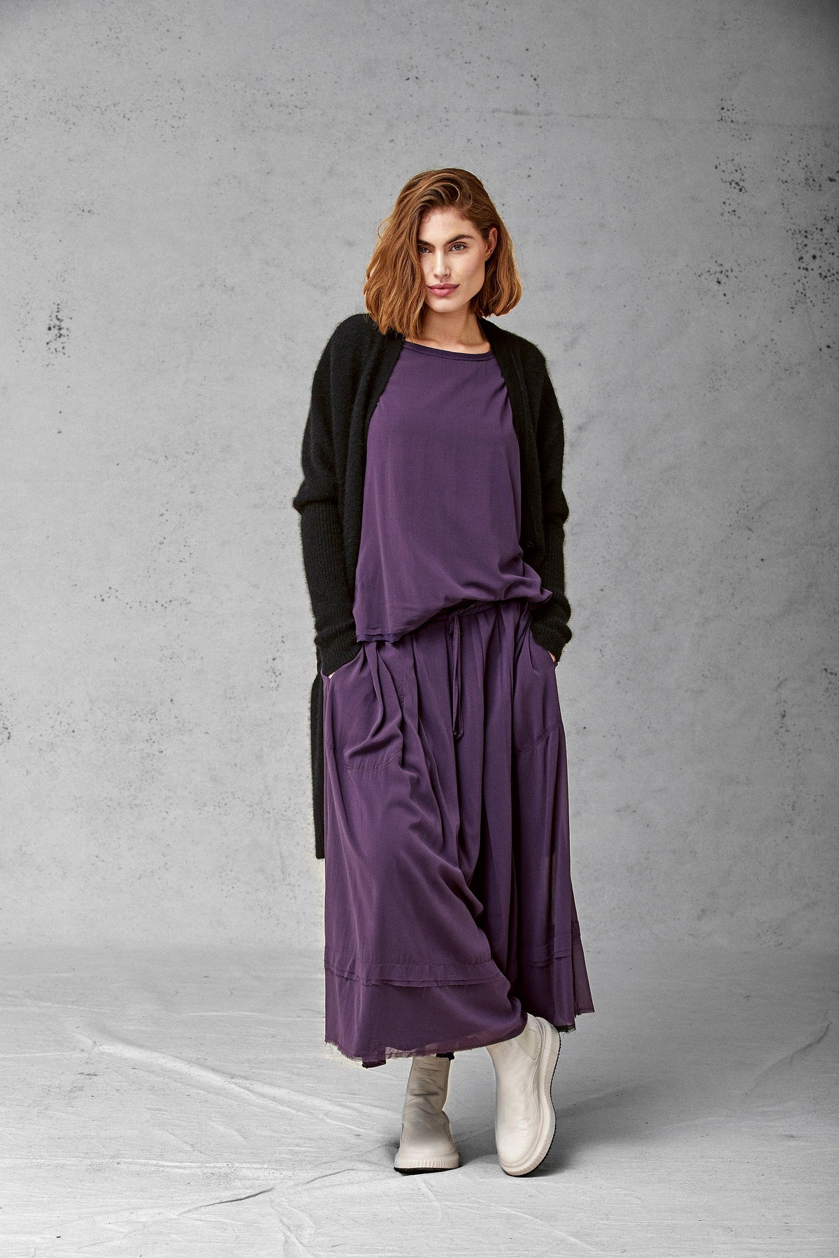 Black Long - Sleeved Knitted Cardigan Sweater Coat