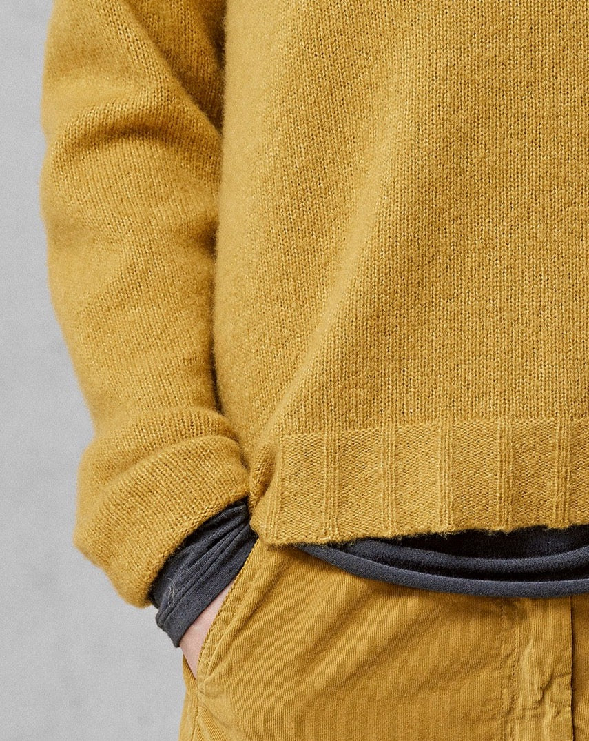 Round Neck Loose Warm Yellow Knit Sweater