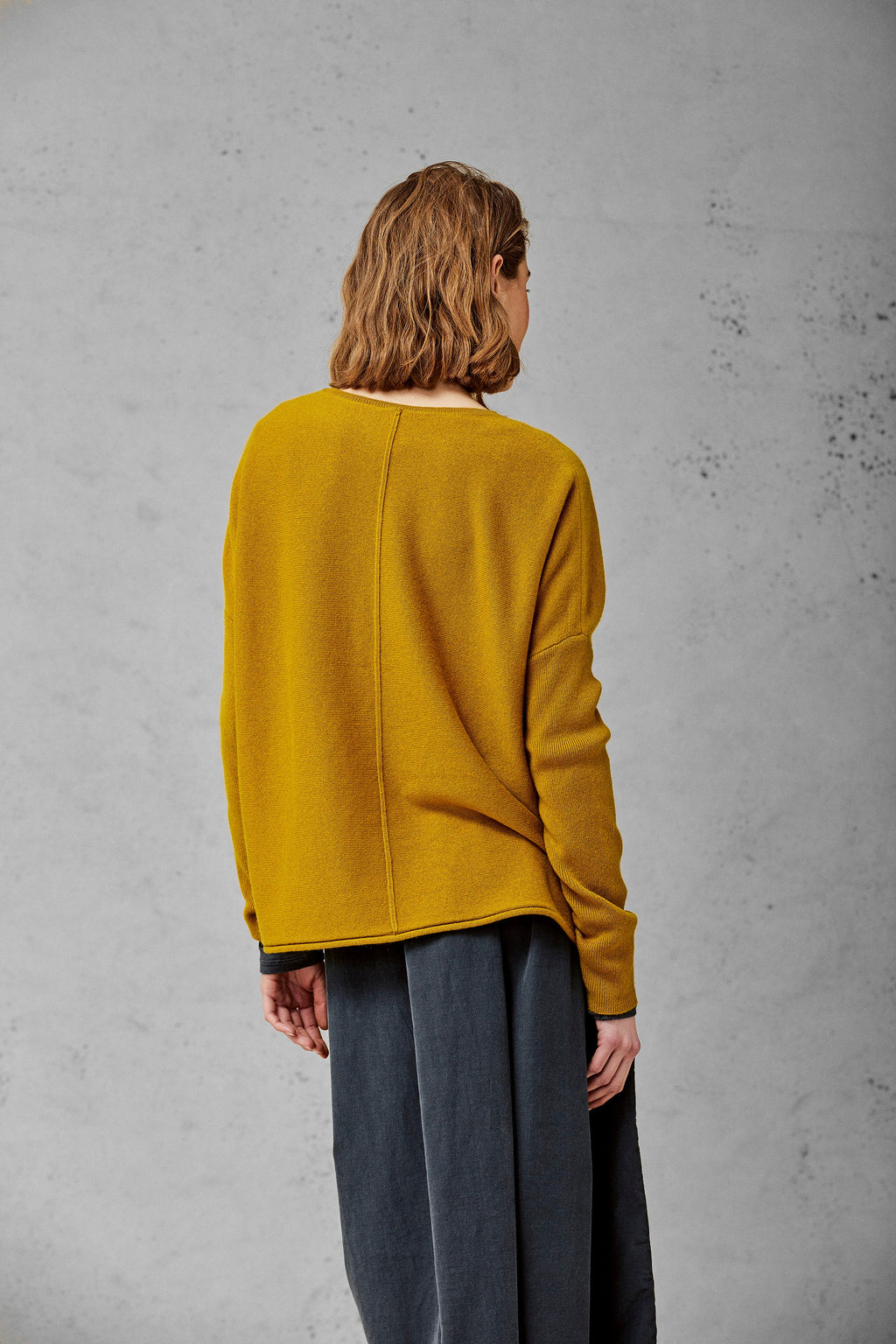 Bright Mustard Long - Sleeved Loose - Fit Knit Sweater