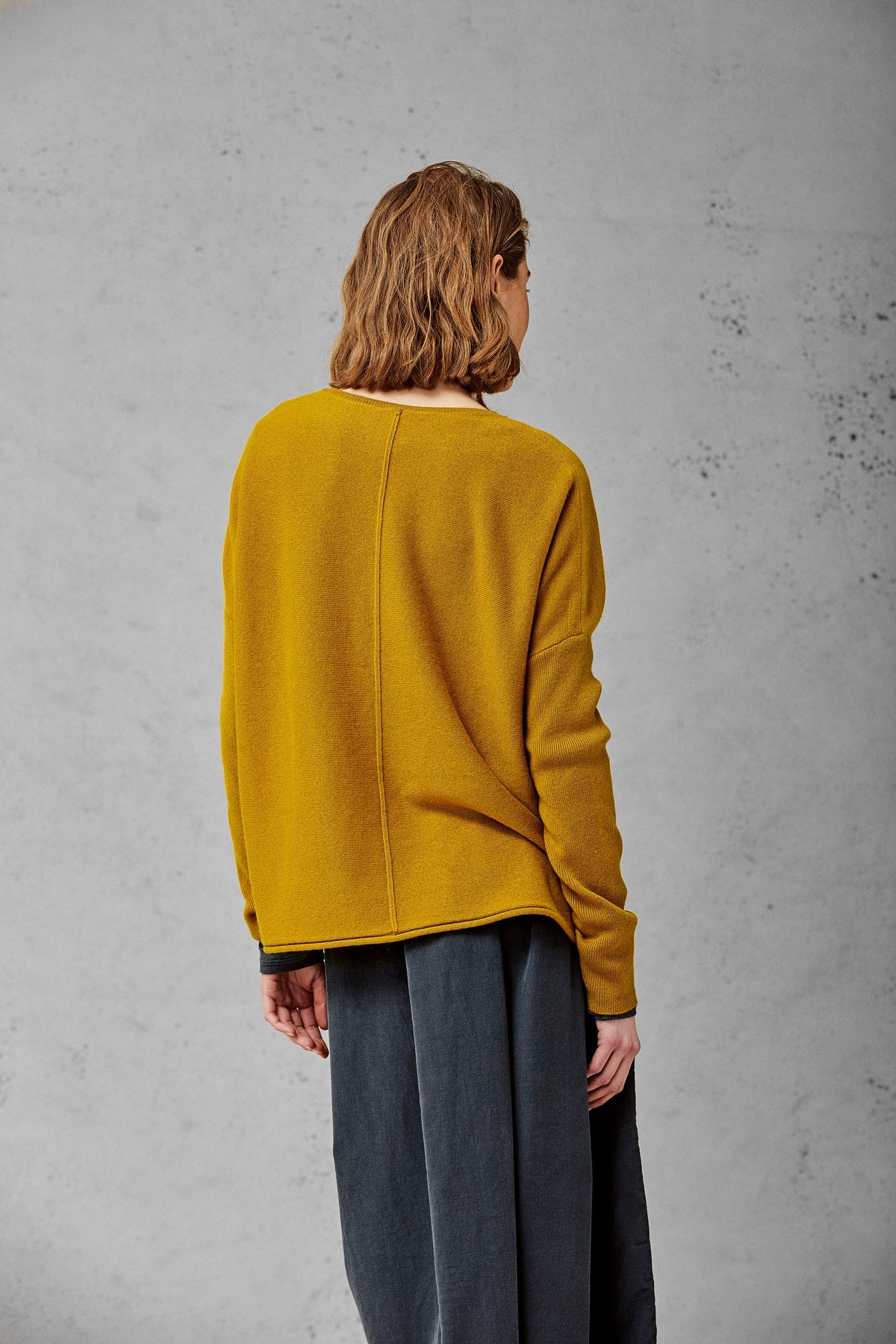 Bright Mustard Long - Sleeved Loose - Fit Knit Sweater