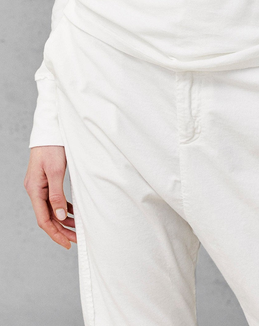 White Slim Fit Cigarette 3/4 Casual Pants