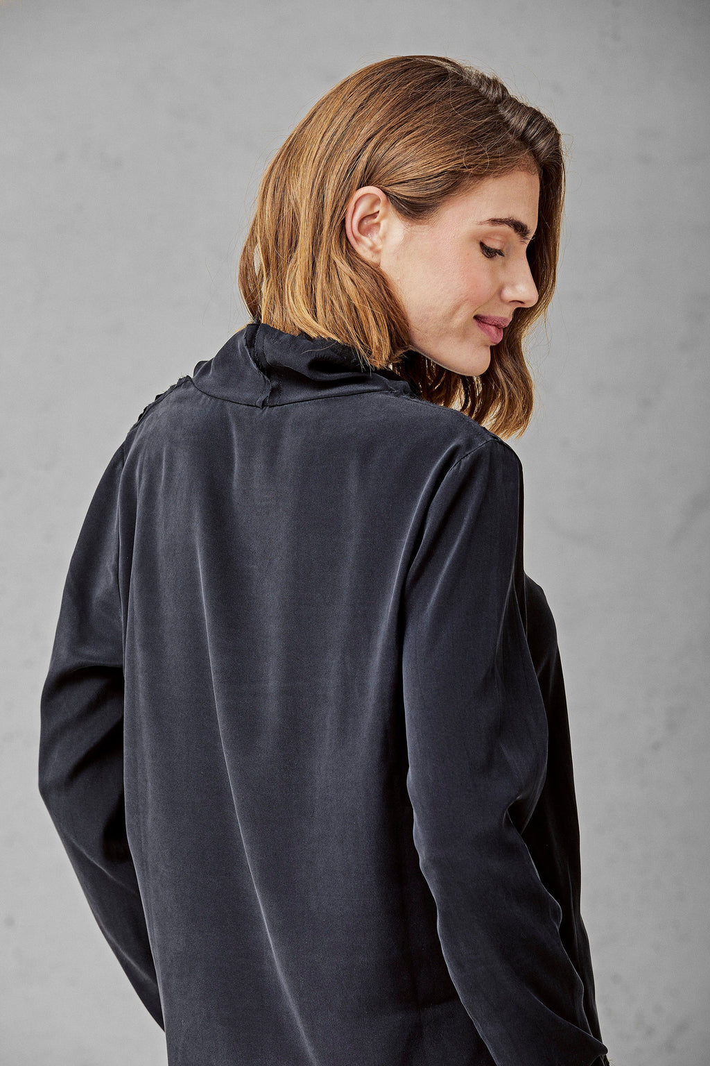 Black High Collar Long Sleeves Casual T – Shirt