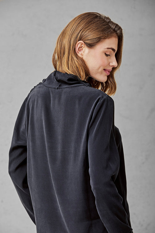 Black High Collar Long Sleeves Casual T – Shirt