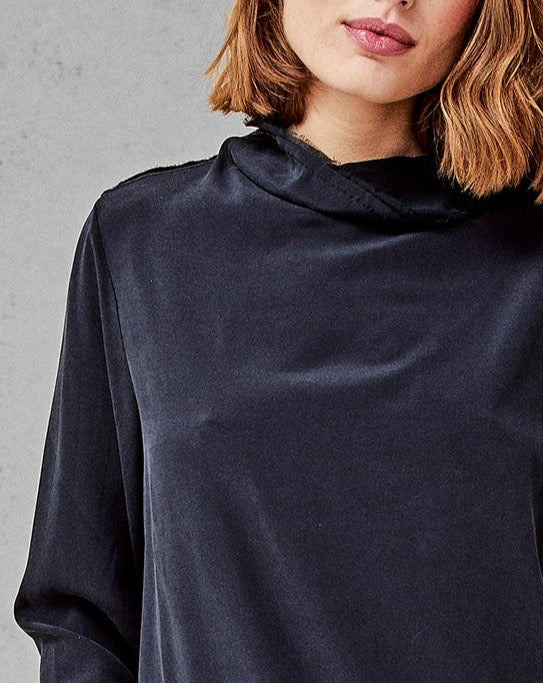 Black High Collar Long Sleeves Casual T – Shirt