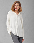 White Minimalist Drapey Long - Sleeved Shirt