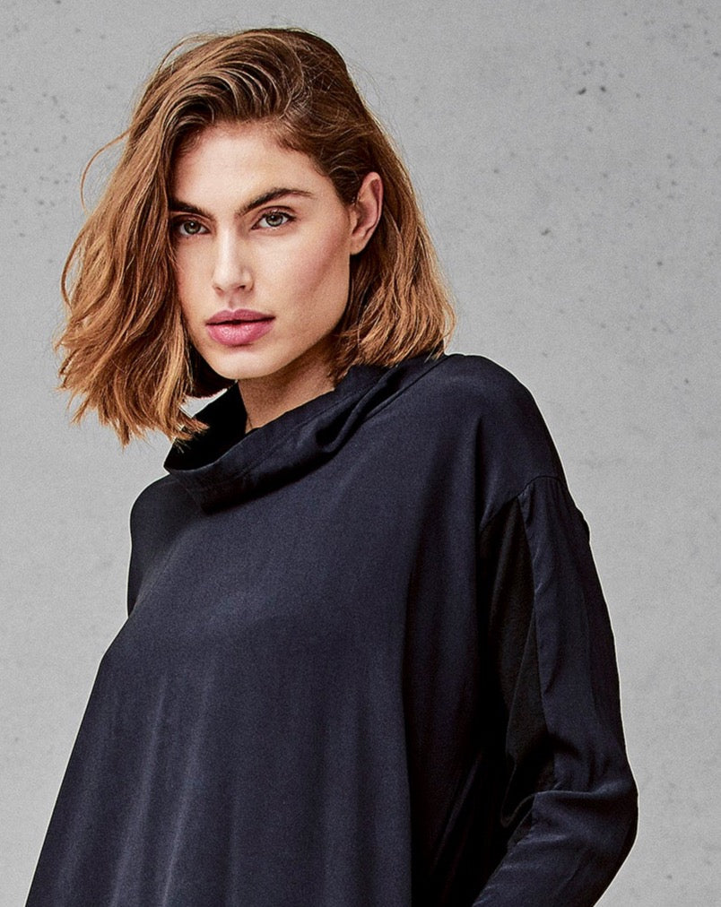 Black Loose Casual Long - Sleeved Dress