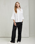 Elegant White Button - Down Shirt with Pockets