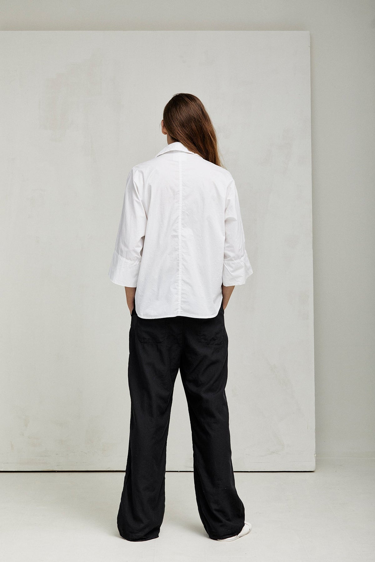 Elegant White Button - Down Shirt with Pockets