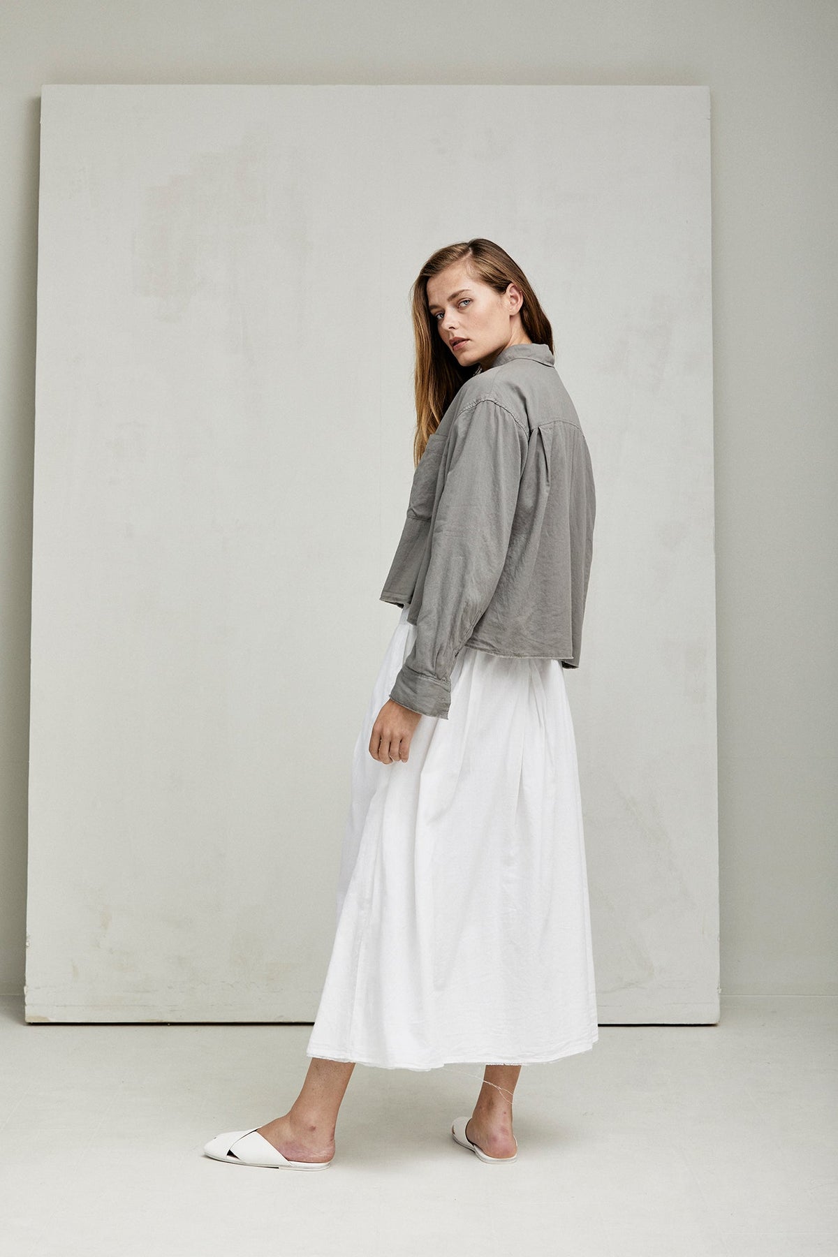 Simple Style White Mid-Length Cotton Skirt