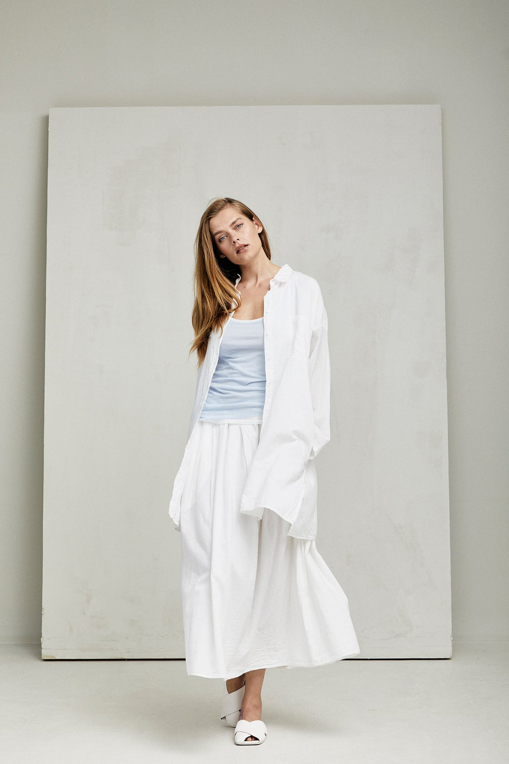 Simple Style White Mid-Length Cotton Skirt