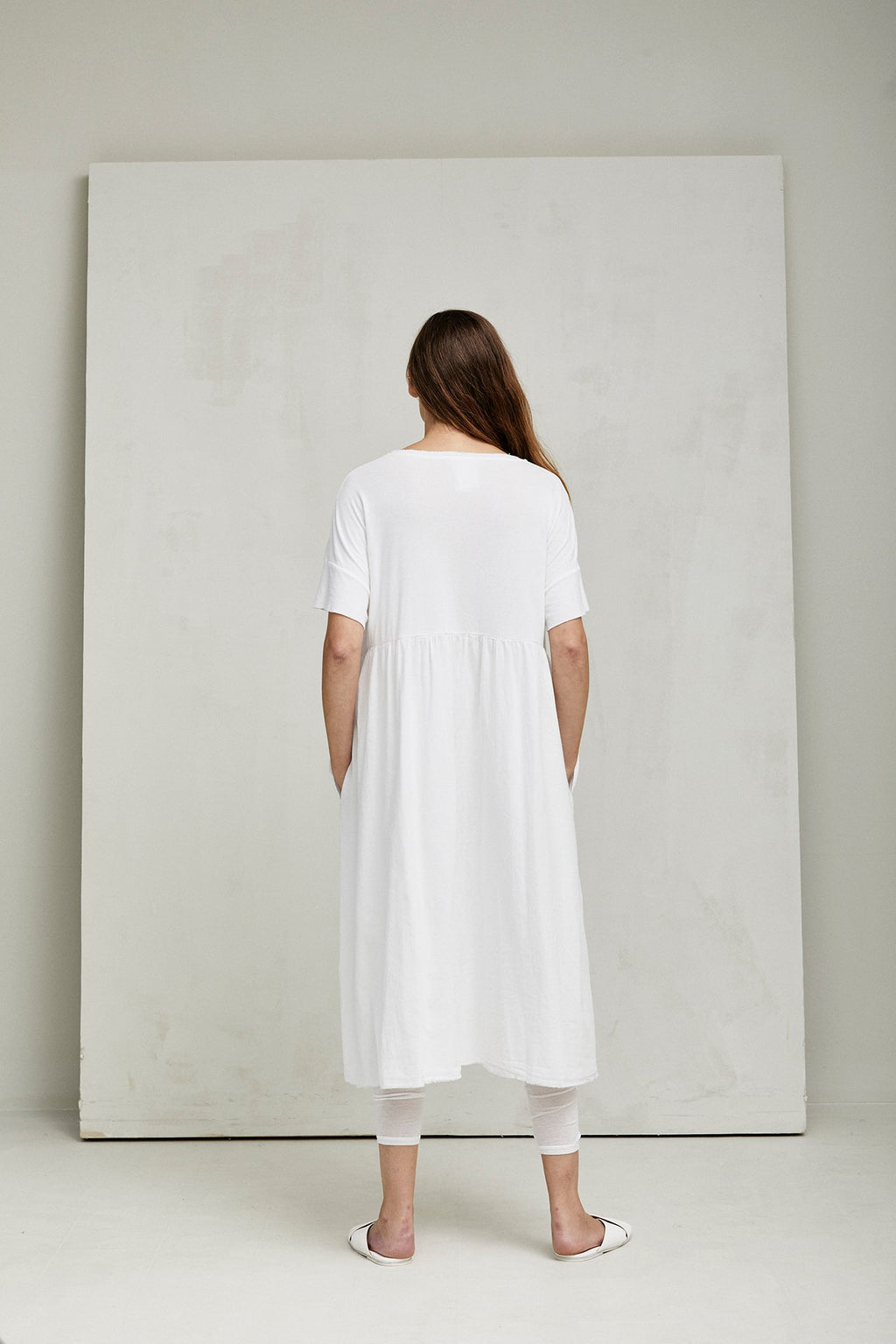 White Short - Sleeved Loose Dress