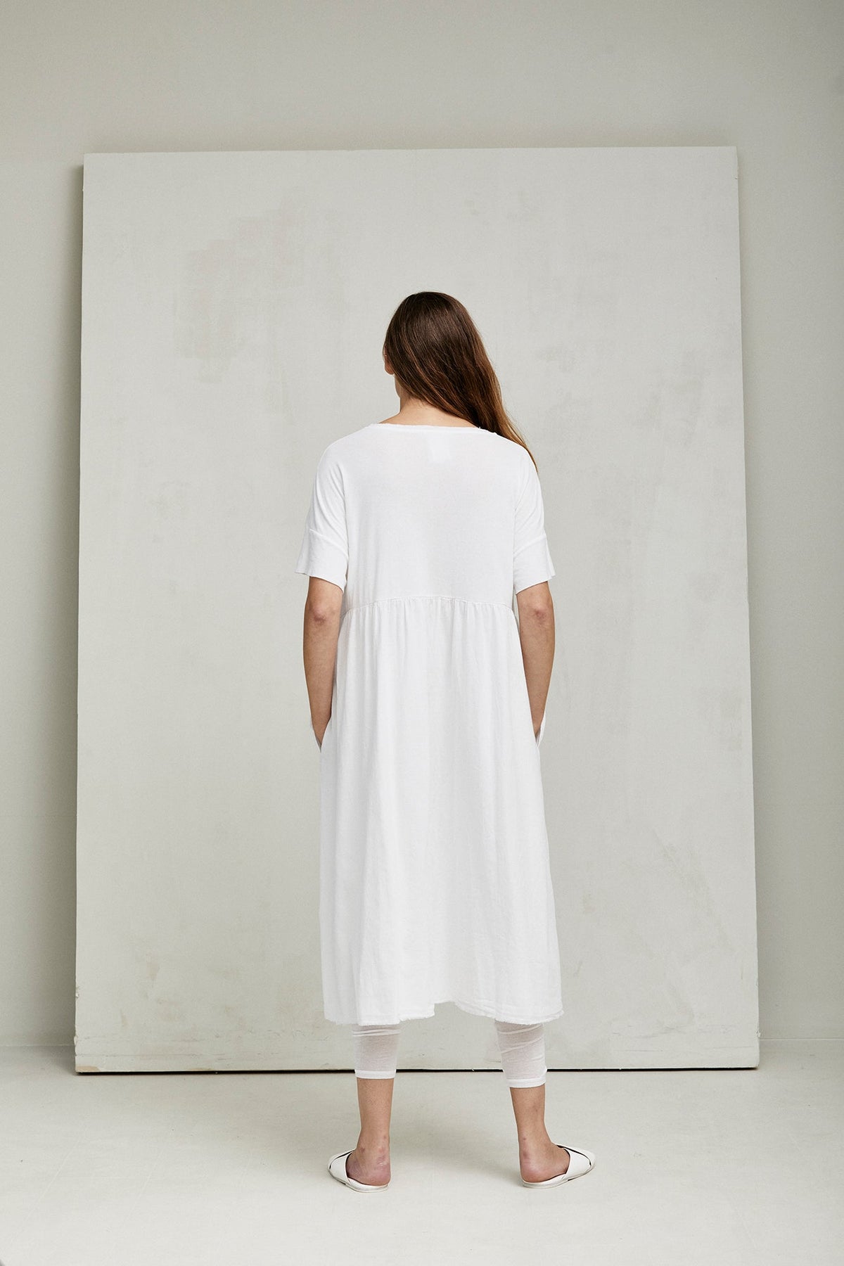 White Short - Sleeved Loose Dress