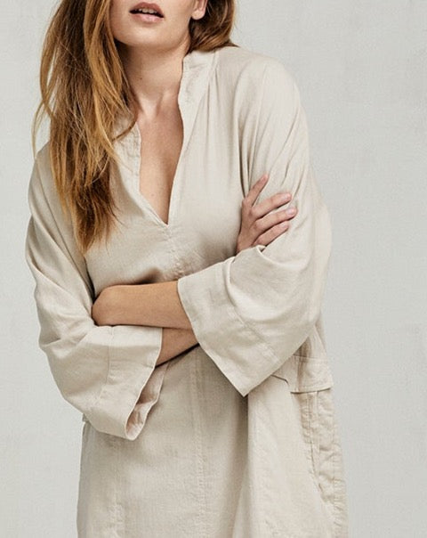 Ivory Belted Mid-Length Casual Dress