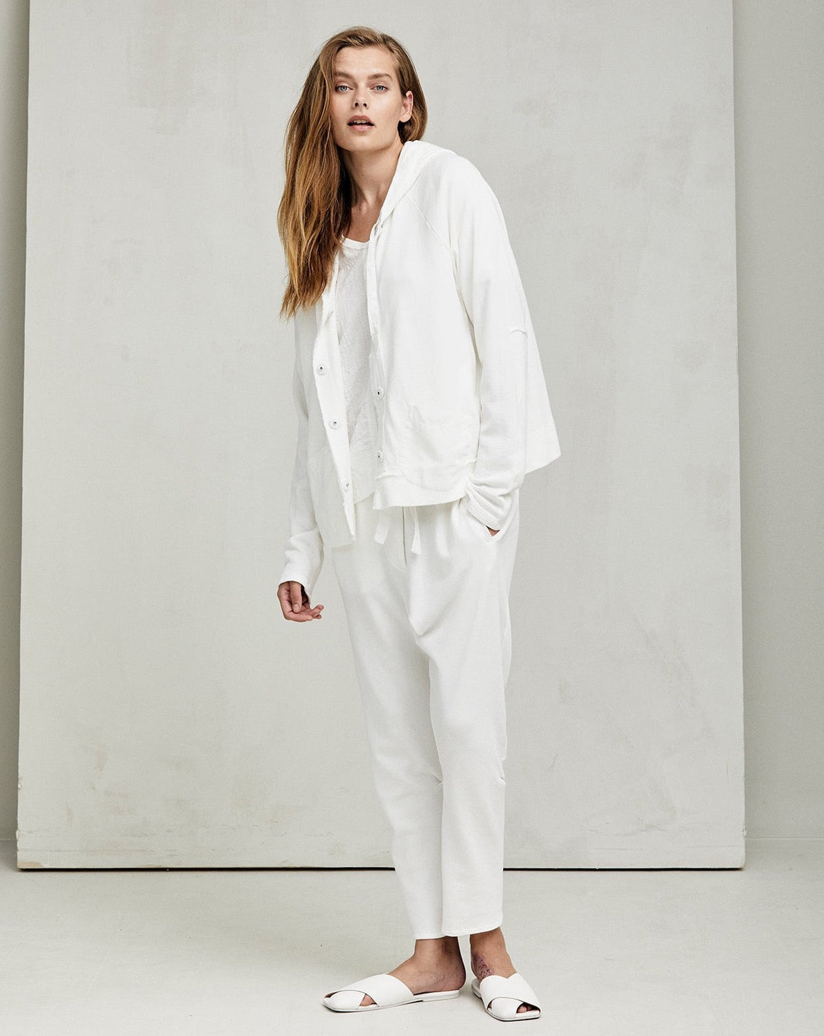 White Drape - Cut Slimming Long Pants