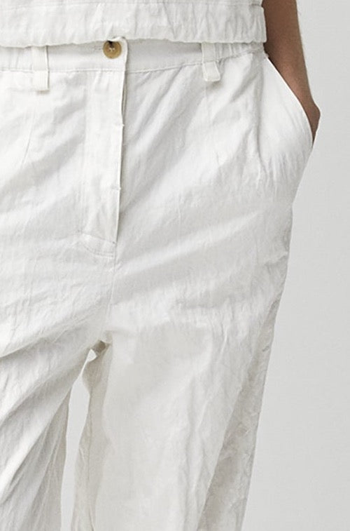 White Literary Style Wide-Leg Trousers