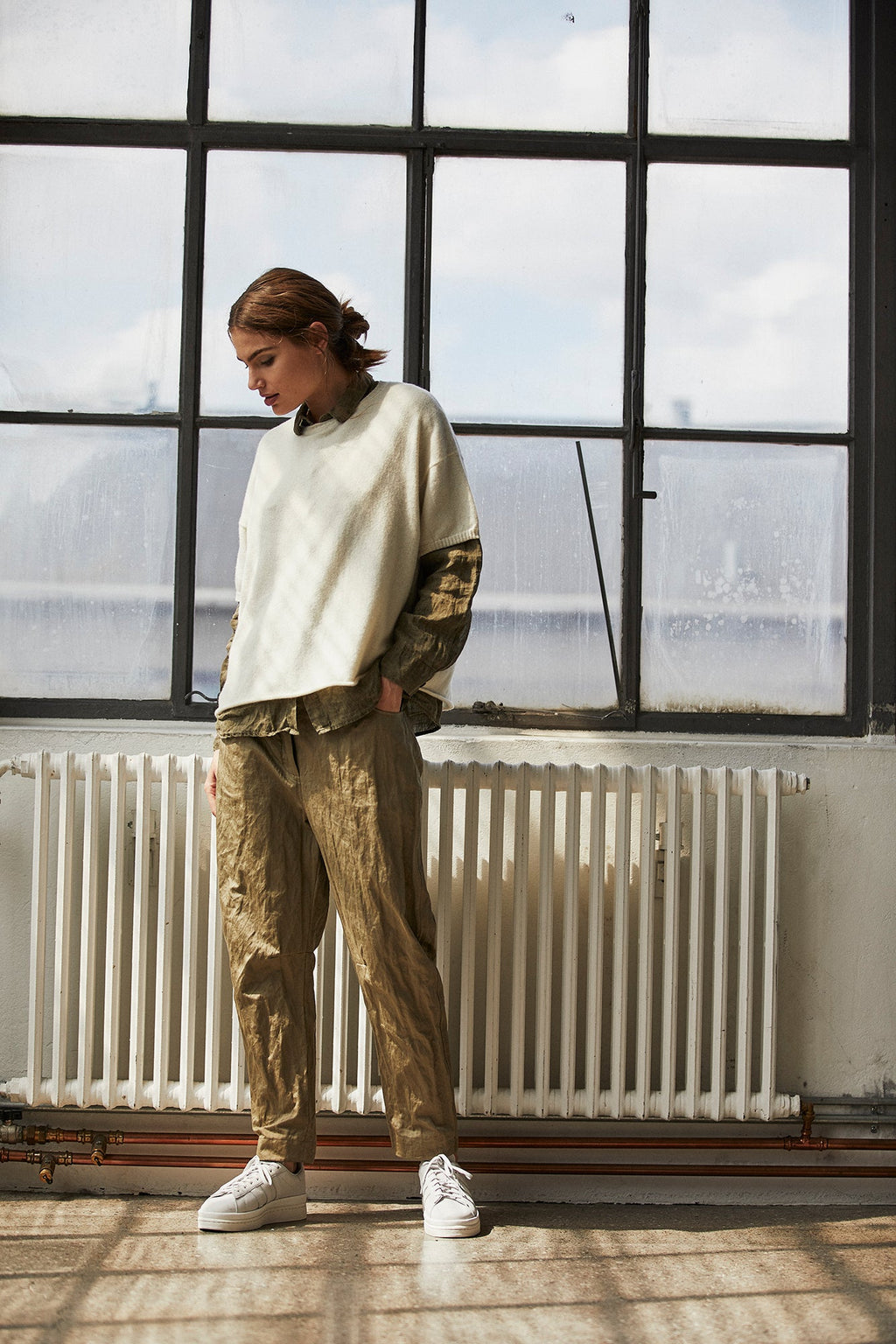 Relaxed Fit Khaki Casual Pants