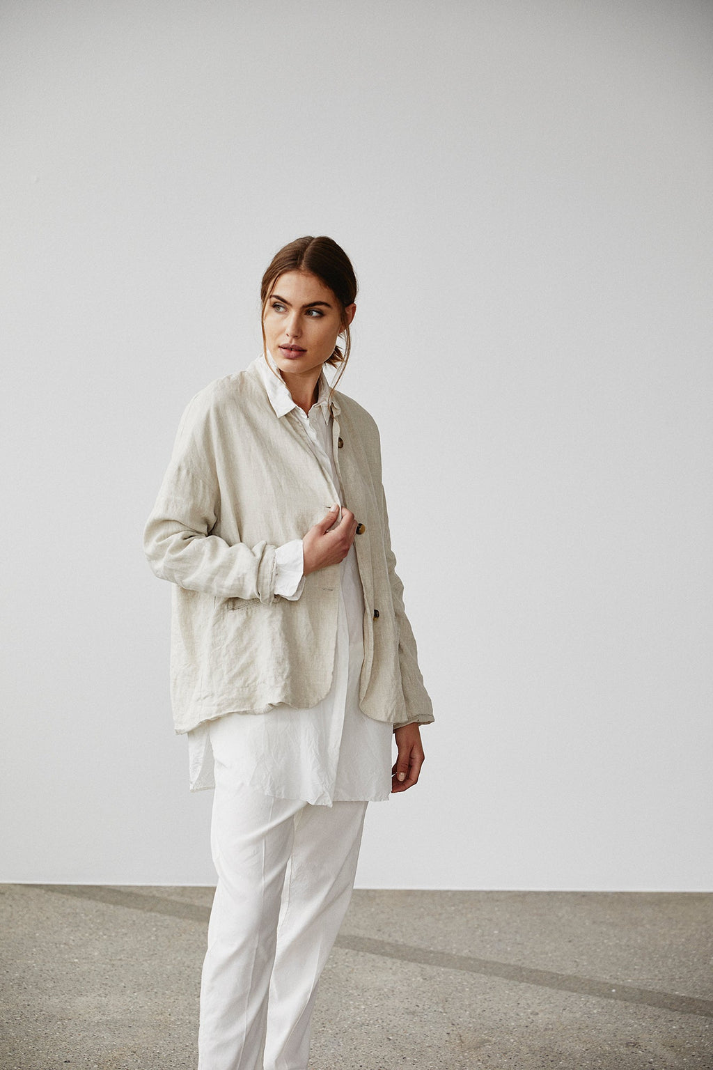 Puffy Sleeve Loose White Shirt