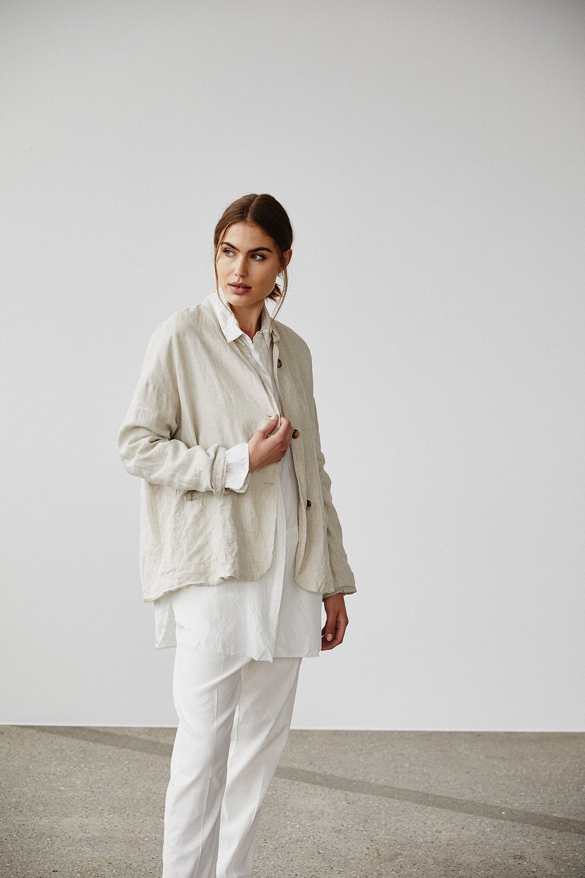 Puffy Sleeve Loose White Shirt