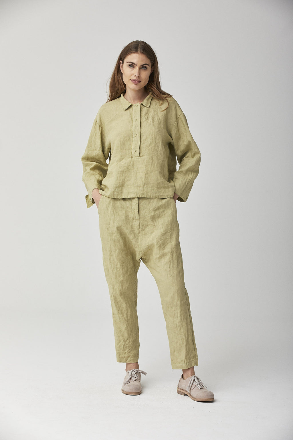 Boho Style Cotton Linen Loose Fit Long Sleeve Shirt