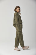 Military Green Cargo Cuffed Pants