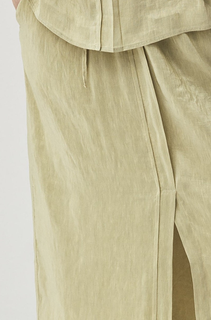Linen Wide - Leg Pants with Split
