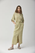 Linen Wide - Leg Pants with Split