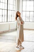 Beige Casual Loose Long - Sleeved Dress