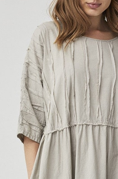 Linen Texture Loose Mid - Length Dress