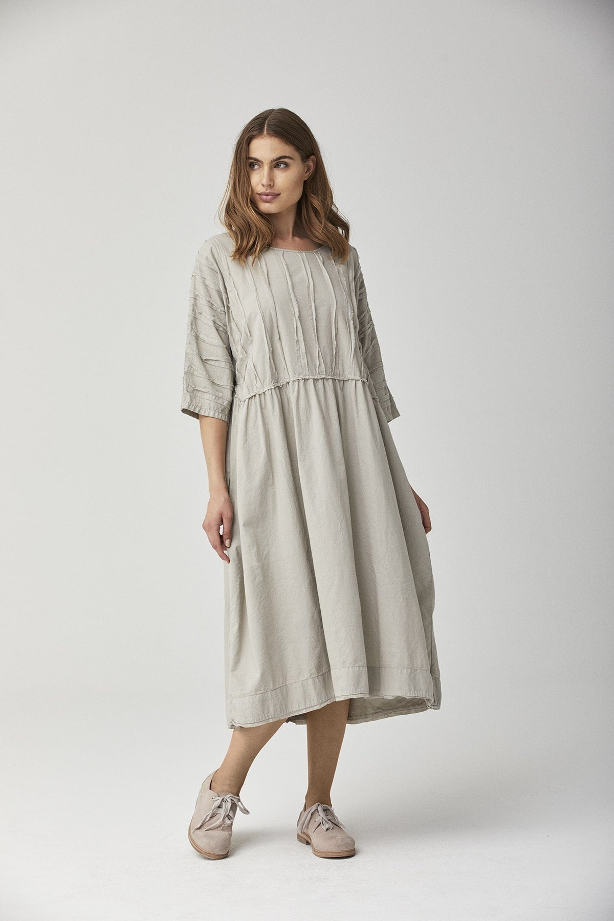 Linen Texture Loose Mid - Length Dress