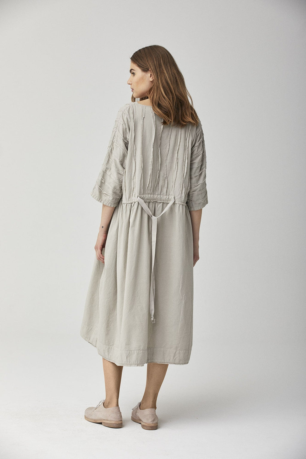 Linen Texture Loose Mid - Length Dress